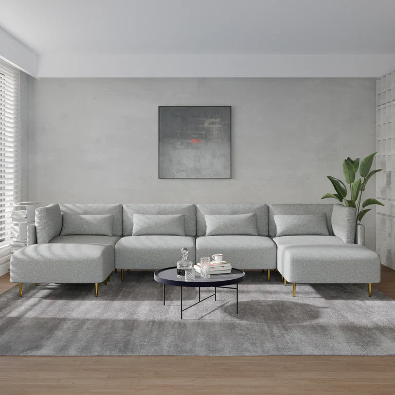 Wide Linen Symmetrical Modular Sofa in Velvet – Timeless Comfort Meets Modern Style