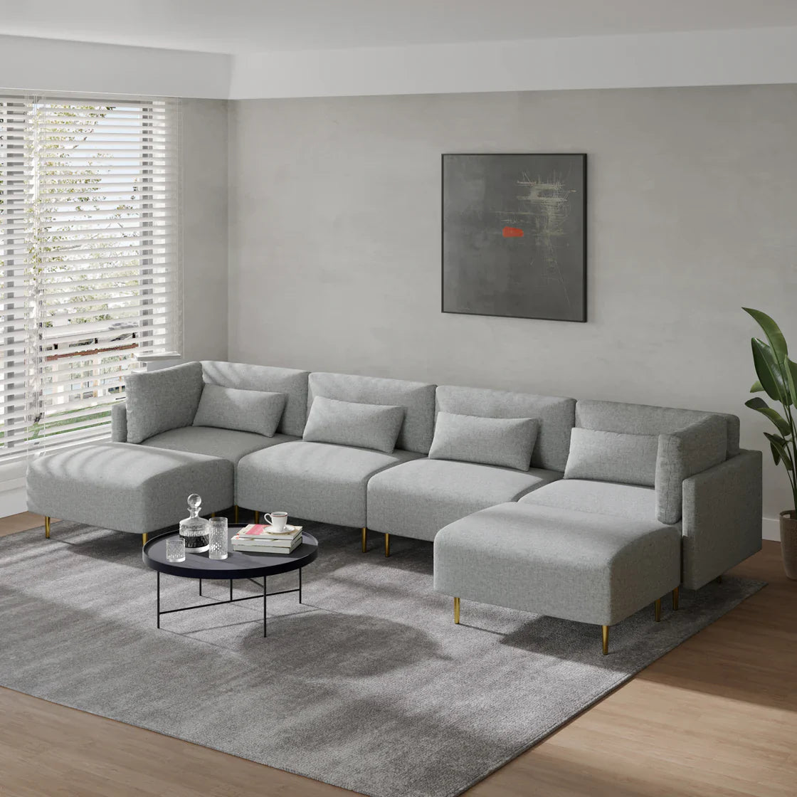 Wide Linen Symmetrical Modular Sofa in Velvet – Timeless Comfort Meets Modern Style