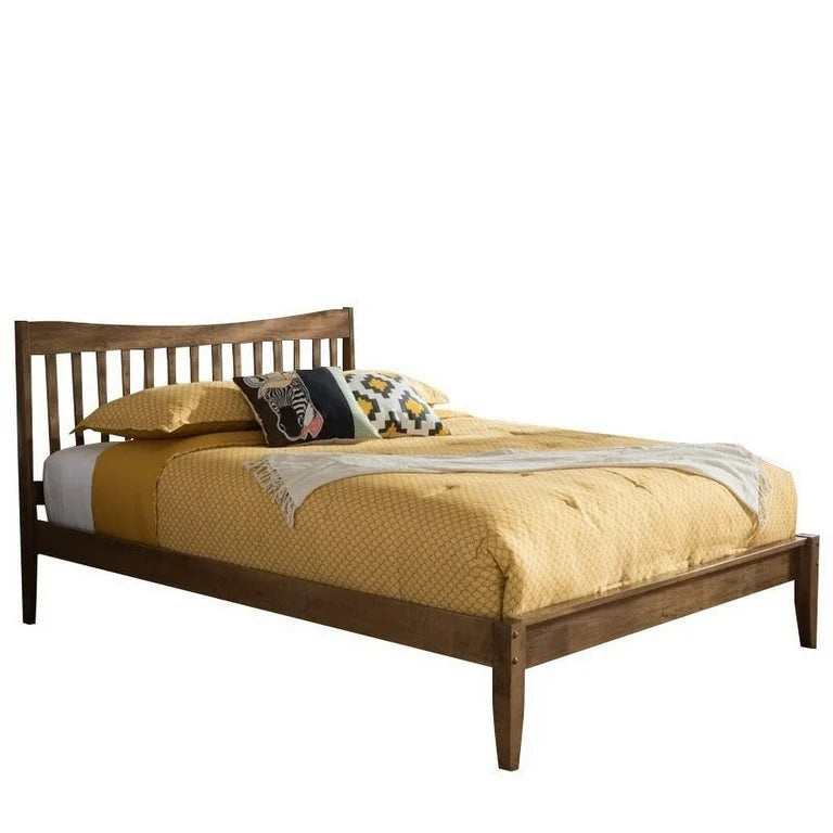 Mid-Century Modern Solid Walnut Platform Bed