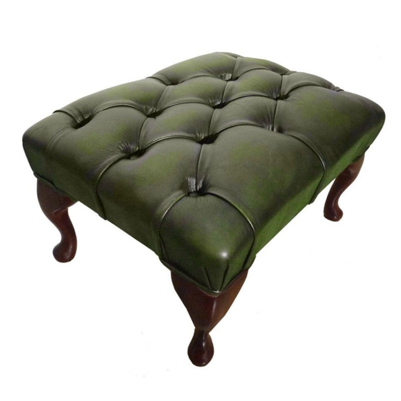 Queen Anne Ottoman in Faux Leather