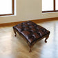 Queen Anne Ottoman in Faux Leather