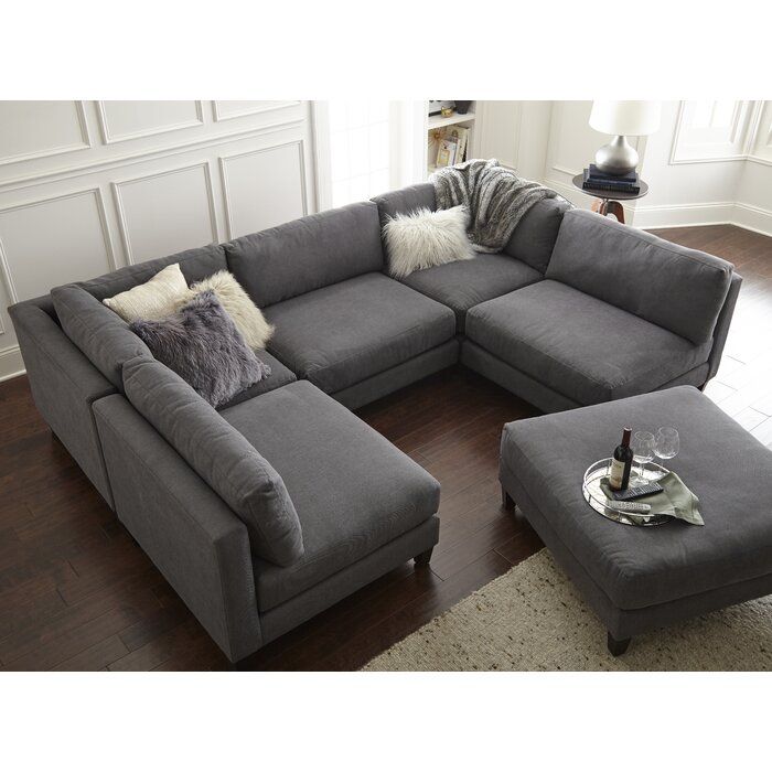 Luxurious 6-Piece Modular Sectional Sofa with Ottoman – Comfortable, Customizable & Stylish for Your Living Room