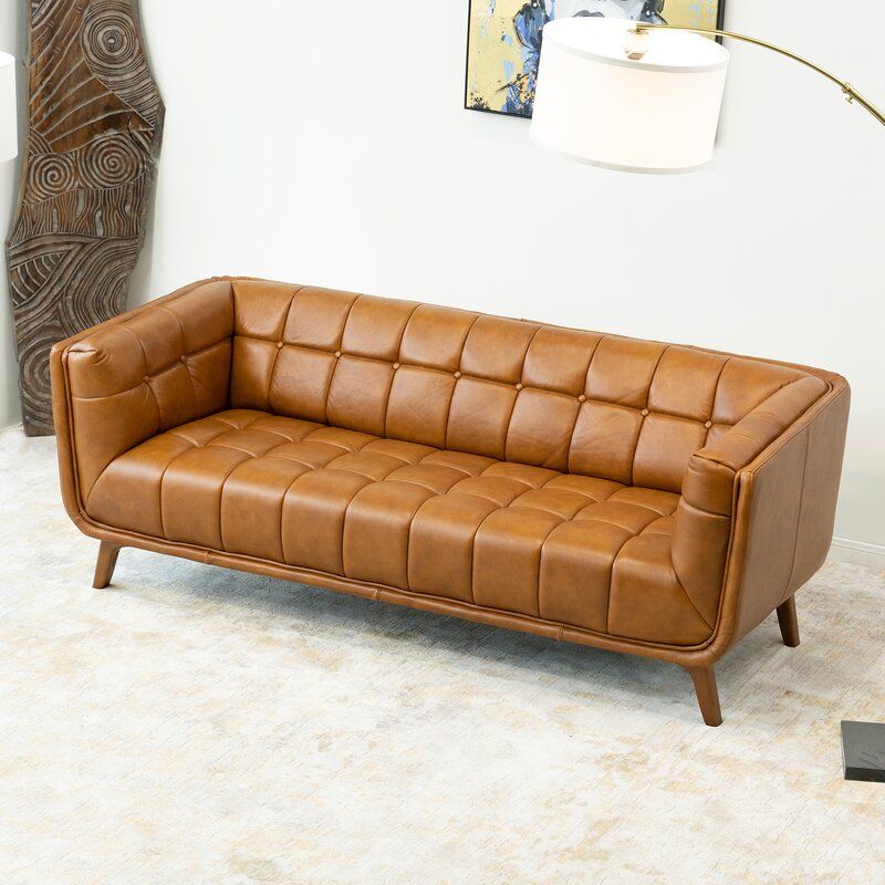Ardrie PVC Faux Leather Flared Arm Sofa