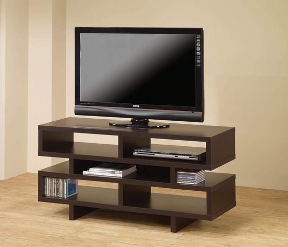 Modern TV Stand in white wood finish