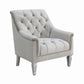 Traditional gray fabric tufted curved back sofa