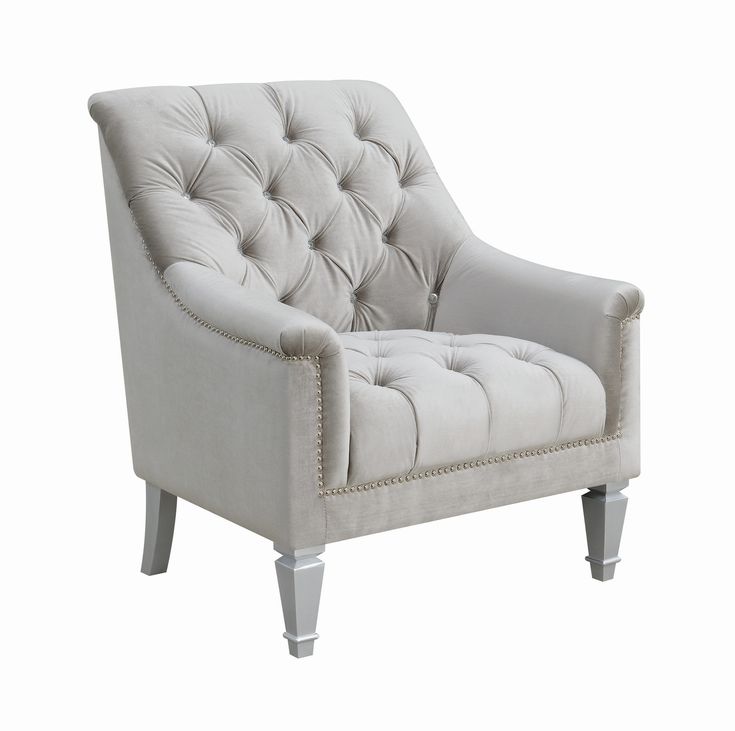 Traditional gray fabric tufted curved back sofa