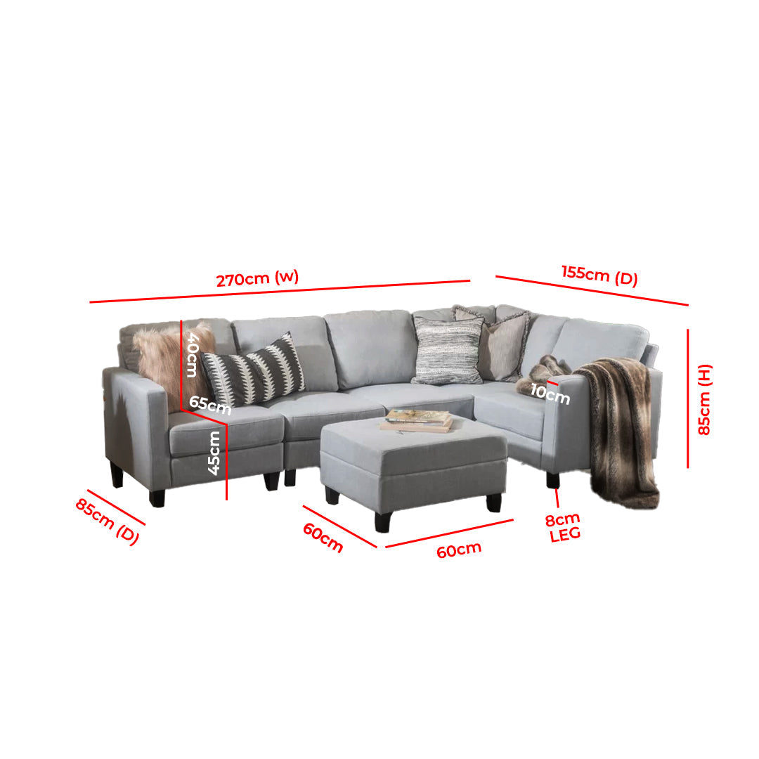 Zahra 6-piece Sofa Sectional with Ottoman for Dubai Homes