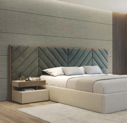 WallPanel Headboard Bed With Cross Lines Tufted