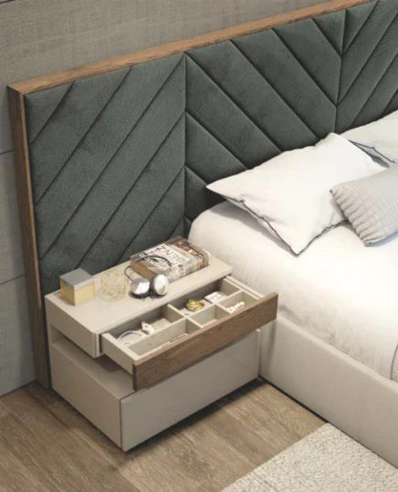 WallPanel Headboard Bed With Cross Lines Tufted