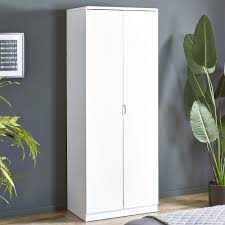 White MDF Wardrobe with Garment Bar Zavior Furniture