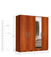 Four Door Wardrobe with Mirror in MDF