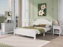 White 6 Piece Bedroom Set with Bed, Dresser & Mirror