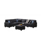 Gray Woven 6Pc Modular Sectional Sofa with Ottoman