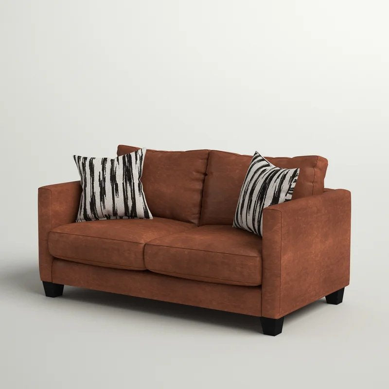 Hubbardston Faux Leather Square Arm Loveseat