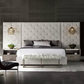 Modern Glamorous Wall Panel Bed Dubai – Charcoal Upholstered Elegance