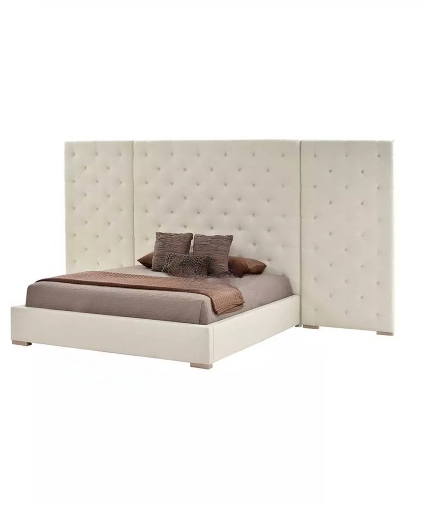 Modern Glamorous Wall Panel Bed Dubai – Charcoal Upholstered Elegance