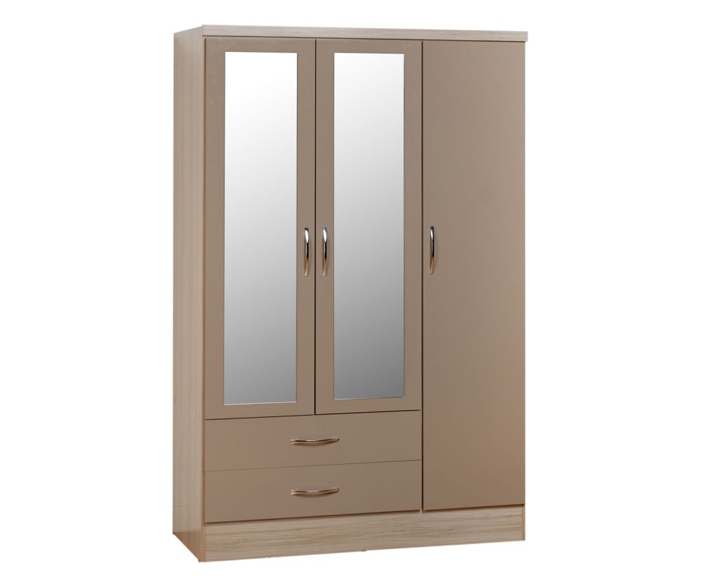 Nevada White Drawer Wardrobe With Mirror