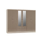 6 Door Wooden Wardrobe with Mirror