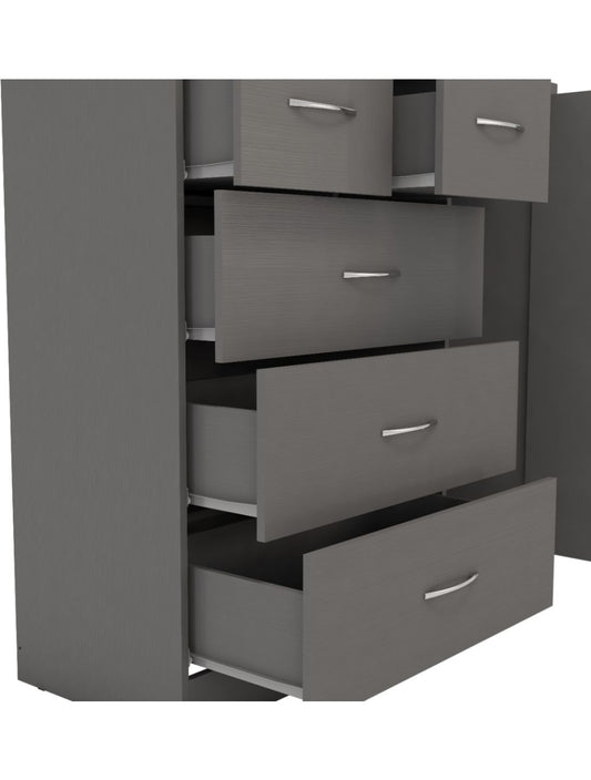 Zaviour Grey 5 Drawer Compact Wardrobe