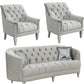 Traditional gray fabric tufted curved back sofa