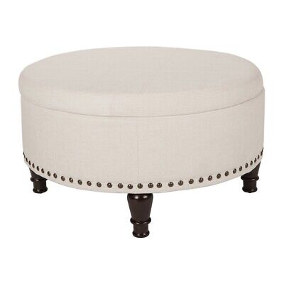 Round Storage Ottoman with Flip Top Surface