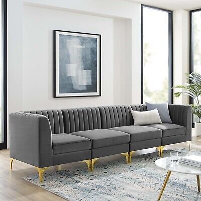 Luxurious Valencia Channel Tufted Velvet 8 Piece Sectional Sofa for Ultimate Comfort