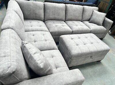 Corner Sofa with Storage Ottoman