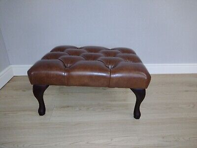 Queen Anne Ottoman in Faux Leather