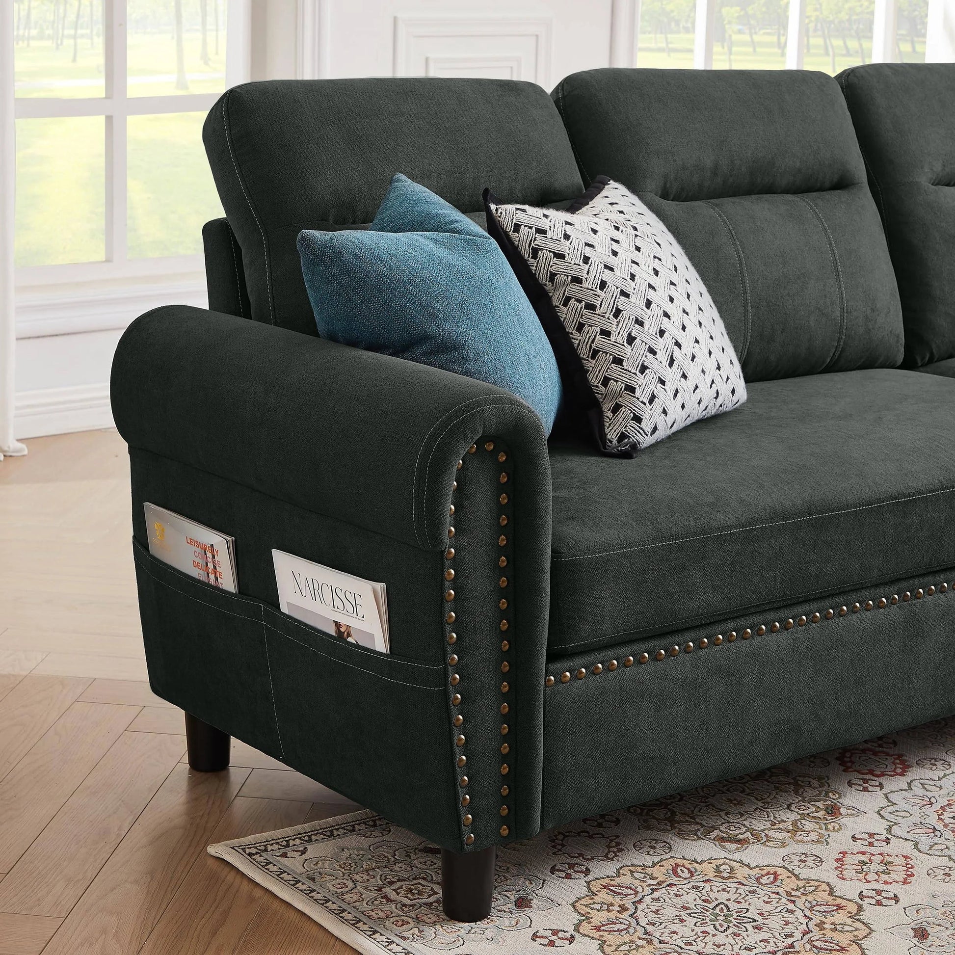 Modern 4-Seater L-Shaped Sectional Sofa with Storage Ottoman
