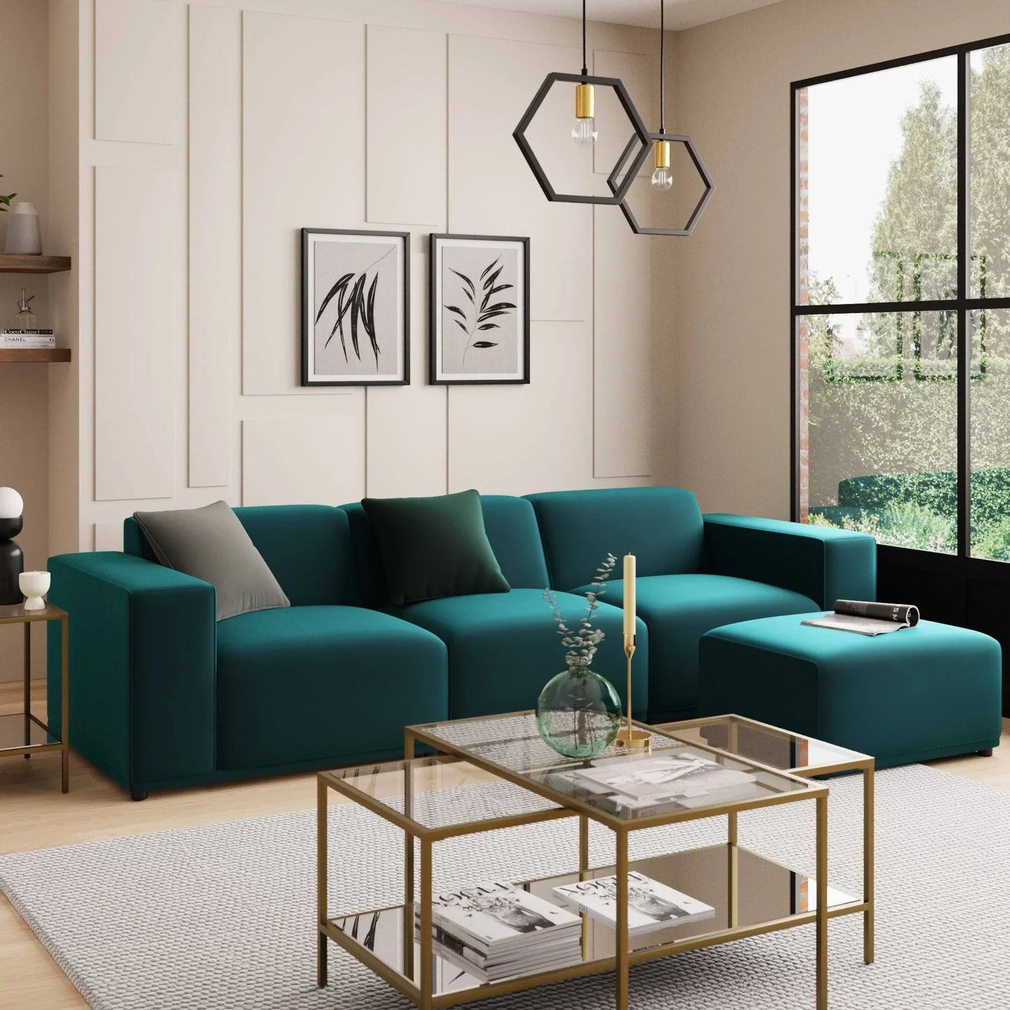 Carlos Blue Velvet Modular Sofa