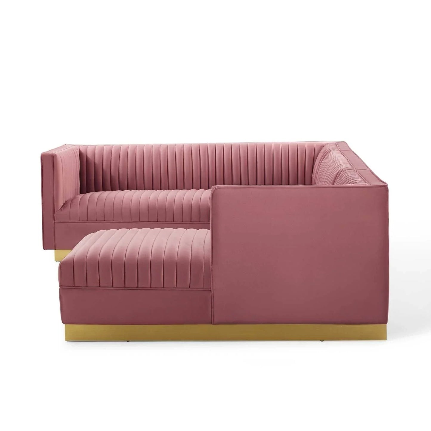Cecilie Wide Velvet Symmetrical Sectional Sofa – U-Shaped Luxury with Gold Accents