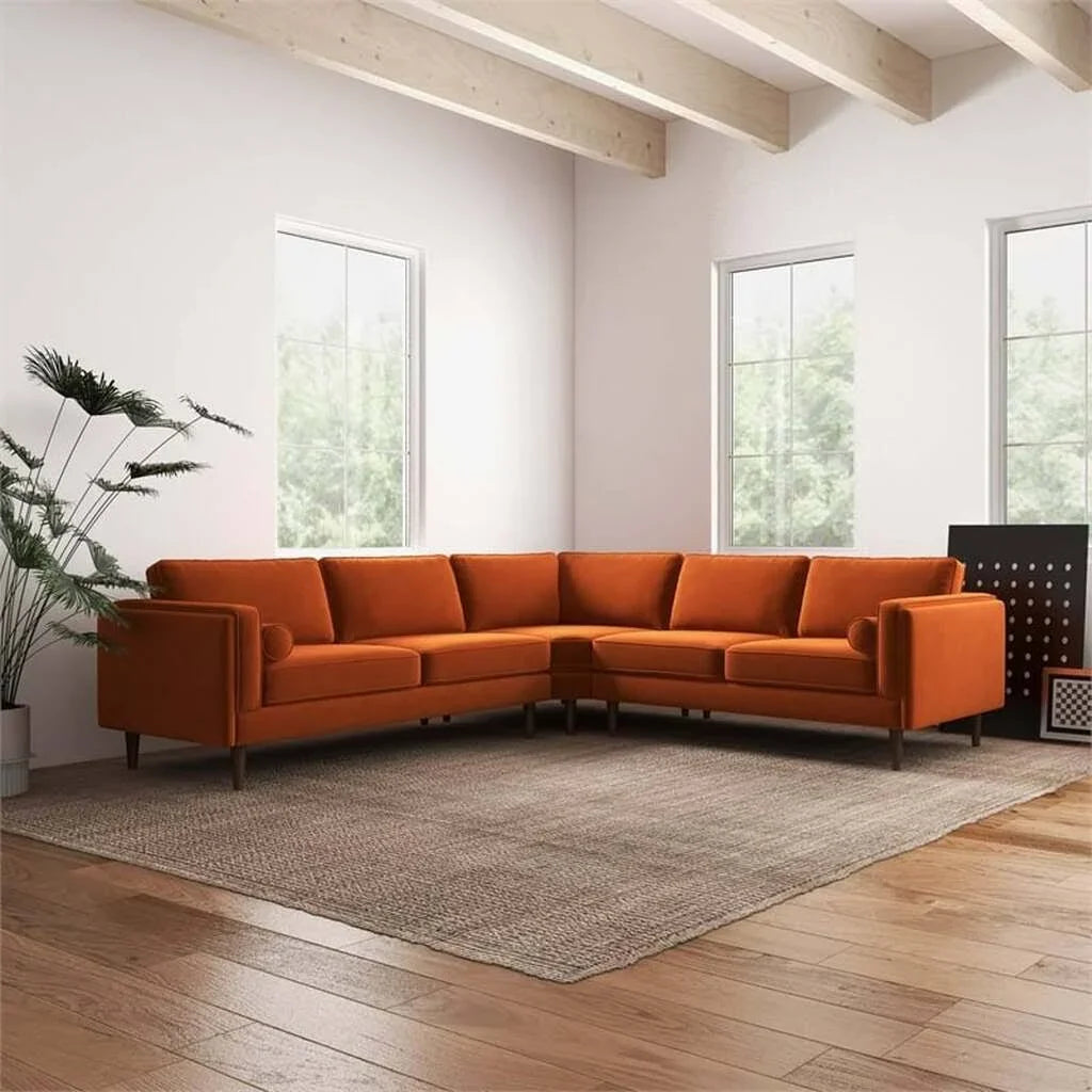 Symmetrical Corner Velvet Sectional Sofa - Stylish and Comfortable 3-Piece Design