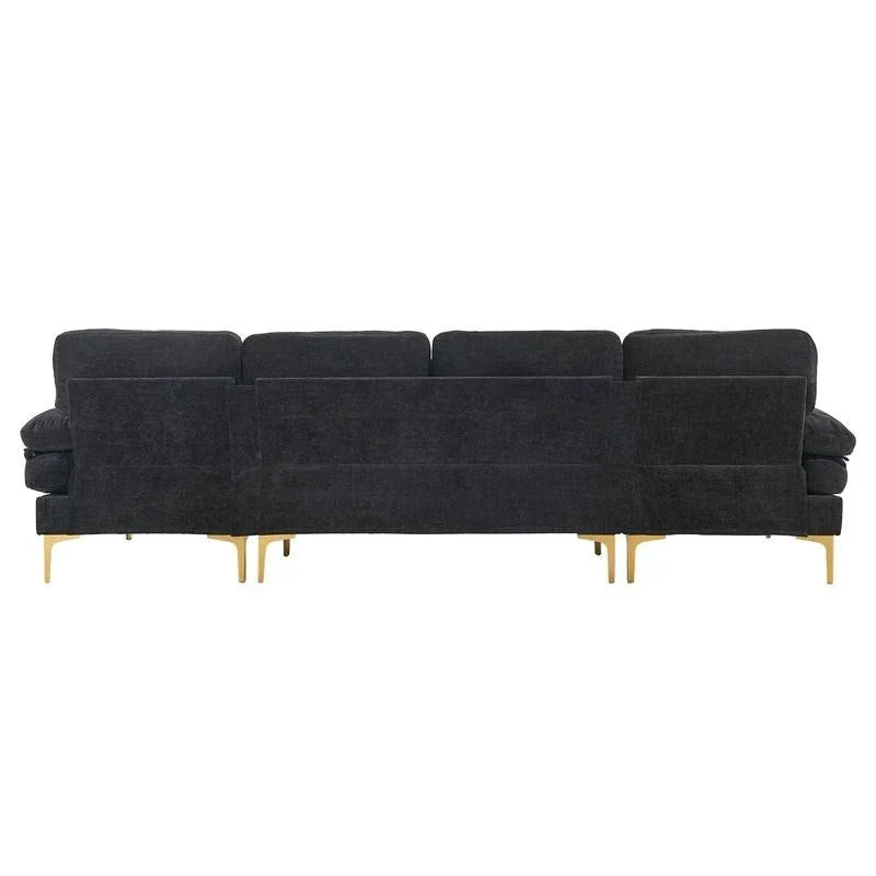 U-Shaped 4-Seat Indoor Modular Sofa in Blue-Green Chenille - Dubai's Perfect Lounge Addition