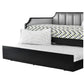 Fabric Upholstered Wooden Daybed with Vertical Tufting, Gray and Black