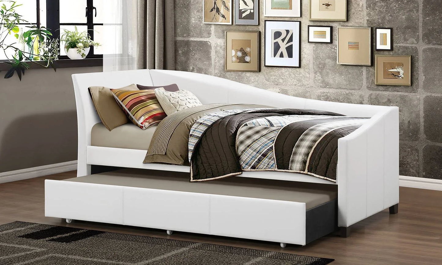 Contemporary Faux Leather Daybed with Trundle
