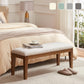 HUIMO Upholstered Fabric Entryway Bench, Bedroom Bench for End of Bed Beige, Solid Wood 44-inch
