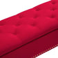 Neptunus Modern 45.5" W Velvet Bedroom Storage Bench for End of Bed with Nailhead Trim by HULALA HOME - Red