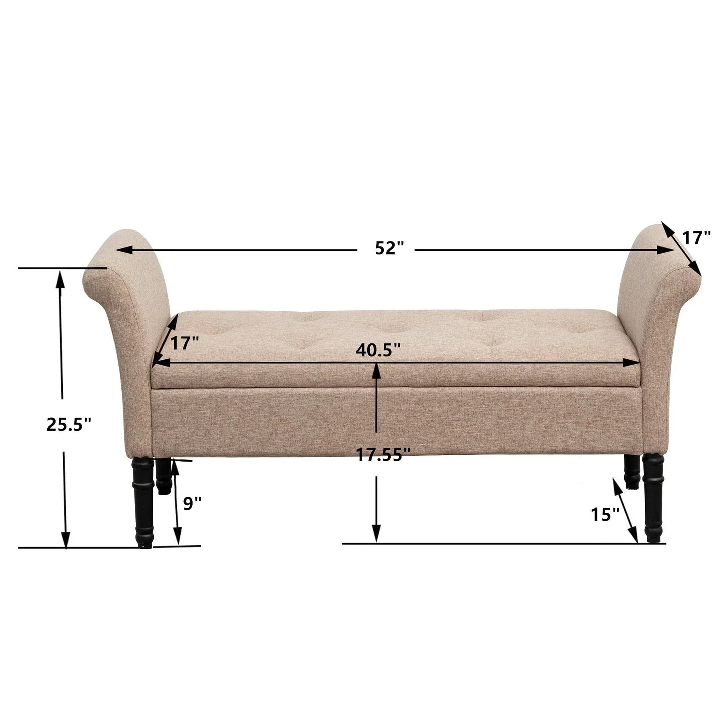 Storage Ottoman Bench with Arms Upholstered Tufted Storage Bench for Bedroom Entryway Bench Footstool with Large Storage
