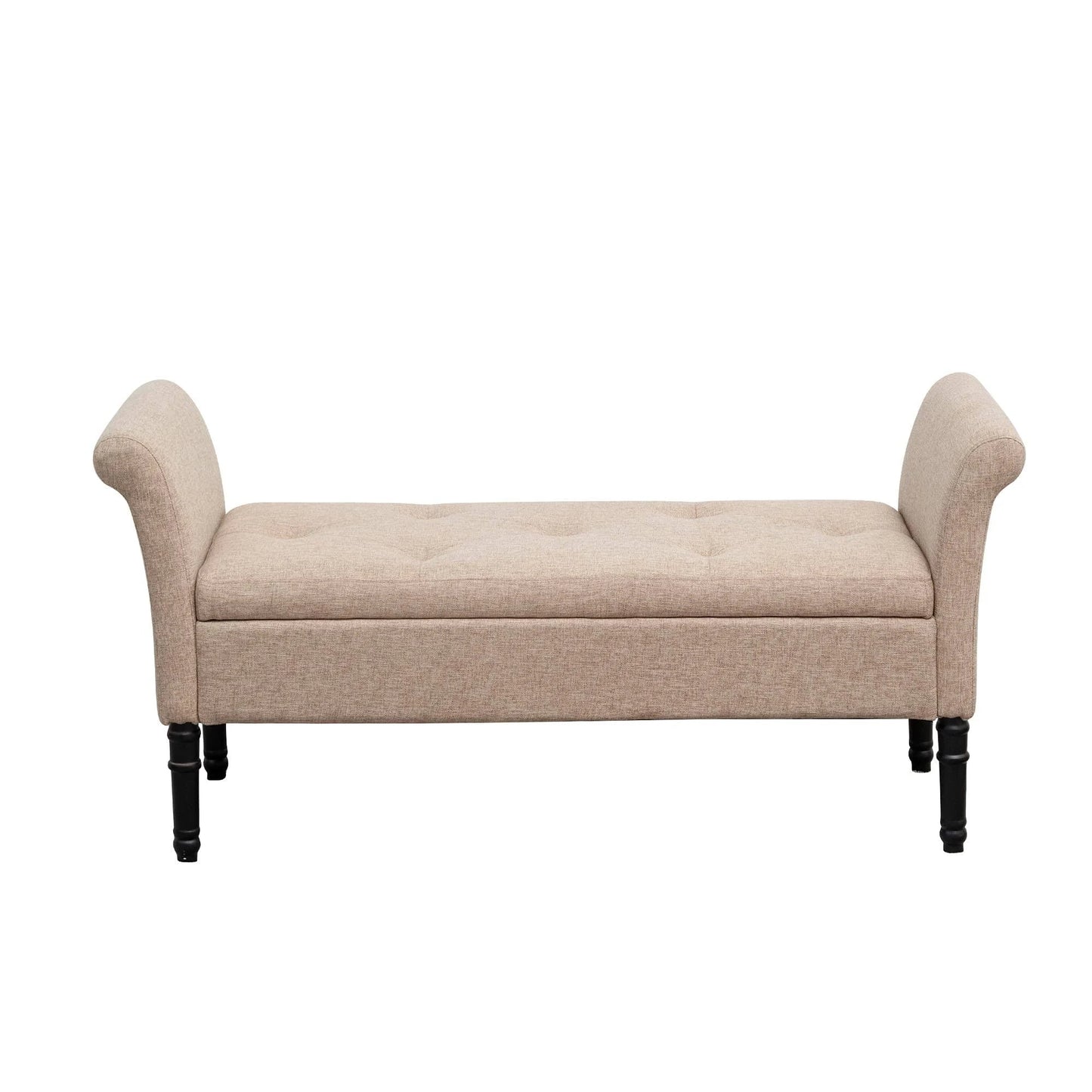 Storage Ottoman Bench with Arms Upholstered Tufted Storage Bench for Bedroom Entryway Bench Footstool with Large Storage