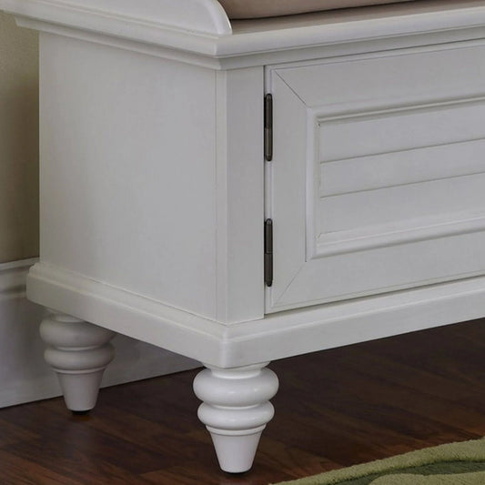The Gray Barn Old Stone Upholstered Storage Bench - White