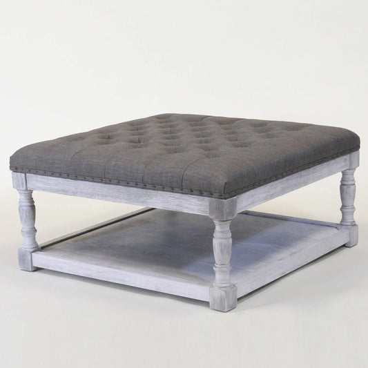 Cairona Tufted Textile 34-inch Shelved Ottoman Table