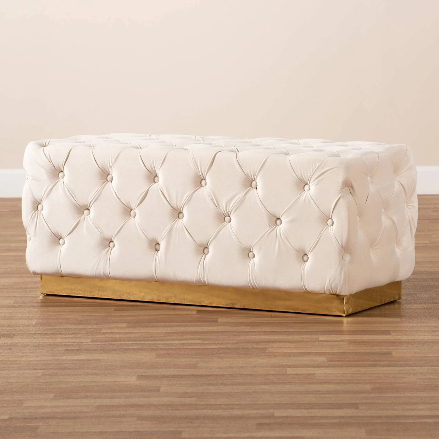 Corrine Luxe Navy Blue Velvet Ottoman