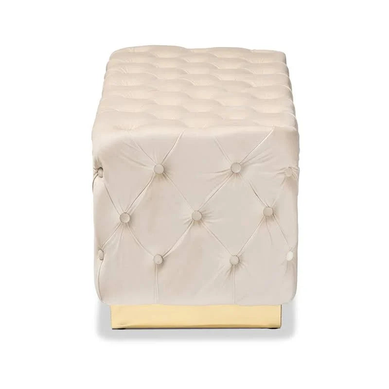 Corrine Luxe Navy Blue Velvet Ottoman