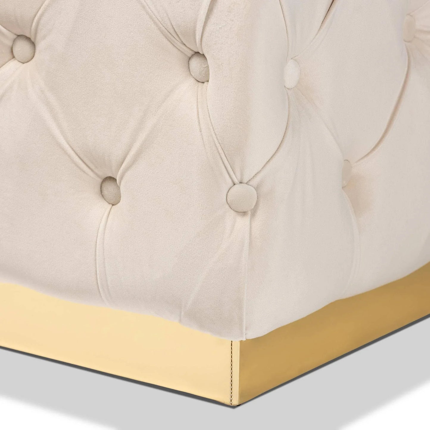 Corrine Luxe Navy Blue Velvet Ottoman