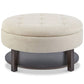Wide Tufted Round Storage Ottoman