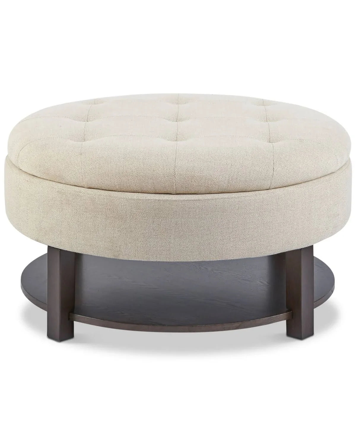 Wide Tufted Round Storage Ottoman