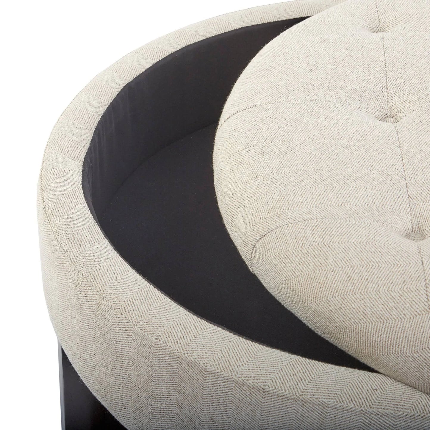 Wide Tufted Round Storage Ottoman