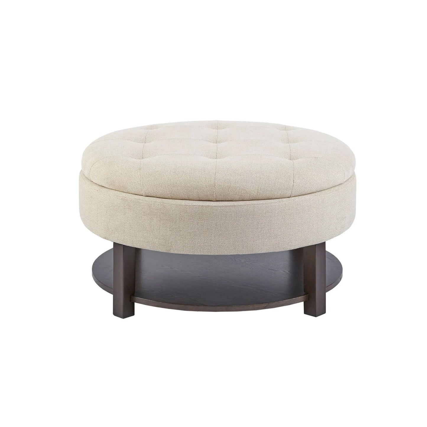 Wide Tufted Round Storage Ottoman