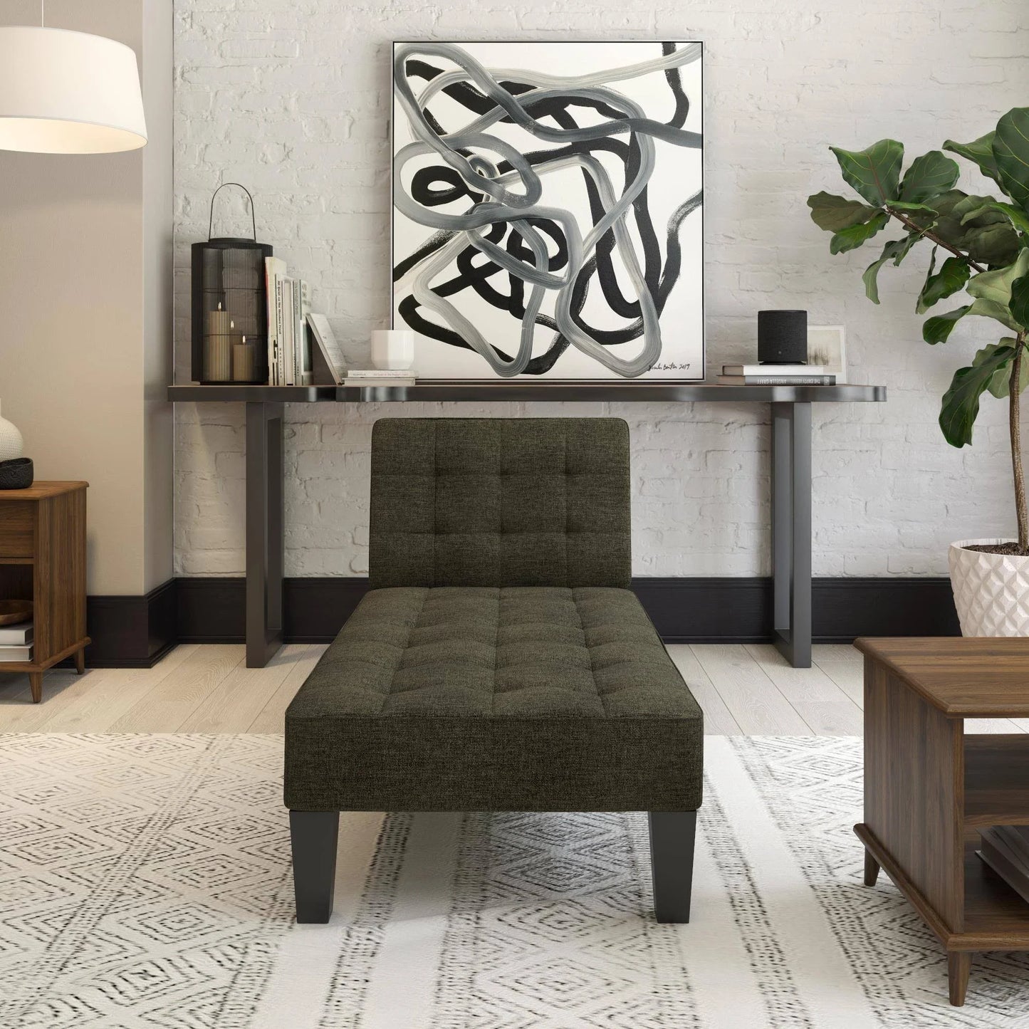 Zaviour Furniture Linen Chaise Lounge