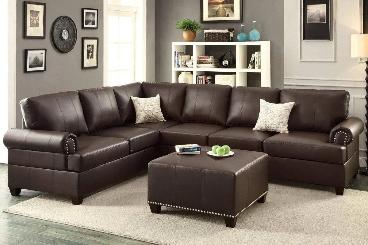 Bobkona Cady Reversible Sectional Sofa - 3-Piece Stylish & Comfortable Living Room Sofa